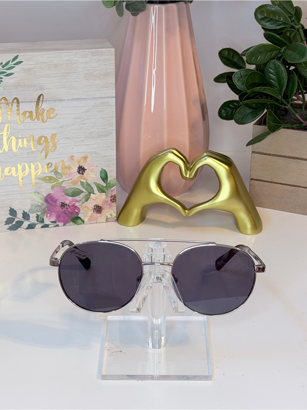 Nautica Silver Frame Sunglasses with Dark Gray Lenses